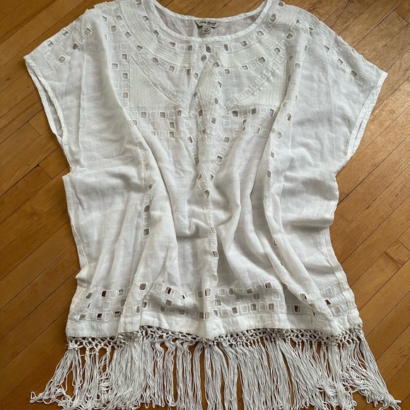 NWOT Lucky Brand Embroidered Eyelet Fringe Top - Picture 8 of 10